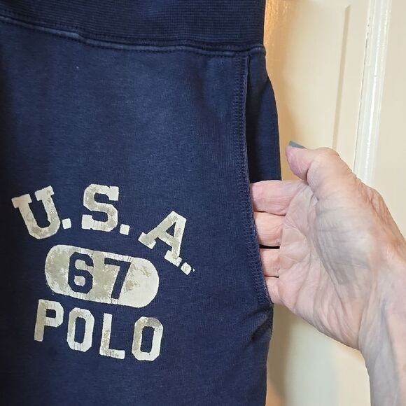 Polo by Ralph Lauren Blue Track Pants with Elastic Cuffs - Picture 5 of 8